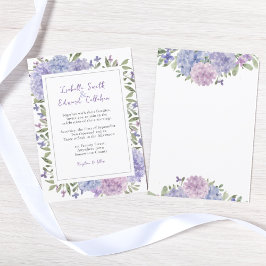 Convites Casamento de Hortênsias Azuis Lilás Aquarela Moder
