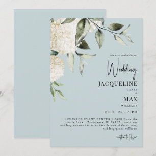 Convites Casamento de Hortênsias Brancas Aqua Blue