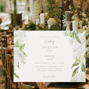 Convites Casamento de Hortênsias Brancas Elegantes