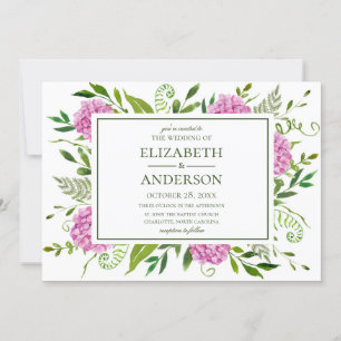 Convites Casamento de Hortênsias Rosa