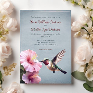 Convites Casamento de Hummingbird e Hibiscus Azul