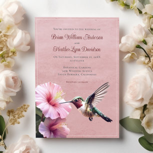 Convites Casamento de Hummingbird e Hibiscus   Cor de Rosa