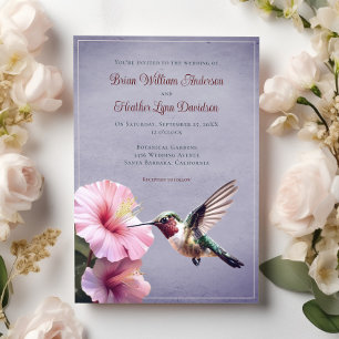 Convites Casamento de Hummingbird e Hibiscus   Roxa