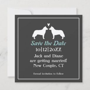 Convites Casamento de Huskies Siberianos Salve a Data