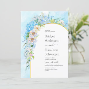 Convites Casamento de Hydrangea Azul Elegante