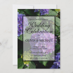 Convites Casamento de Hydrangea floral azul-púrpura elegant