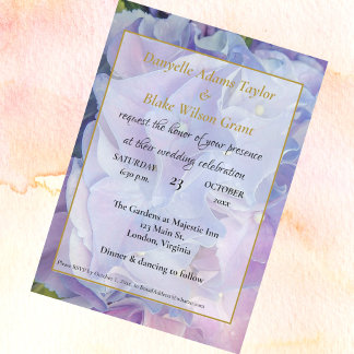Convites Casamento de Hydrangea Lavanda Floral Azul Elegant