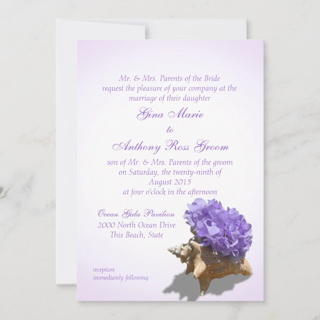 Convites Casamento de Hydrangea Purple Seashore (Frente)