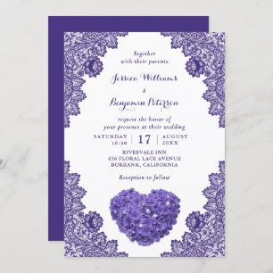 Convites Casamento de Hydrangea Roxo Roxo Personalizado