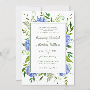 Convites Casamento de Hydrangeas Azul