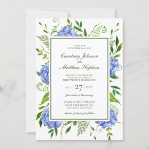Convites Casamento de Hydrangeas Azul