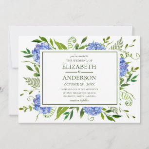 Convites Casamento de Hydrangeas Azul