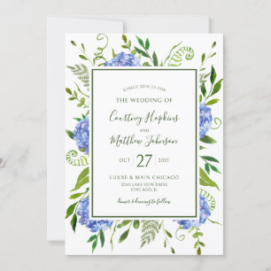Convites Casamento de Hydrangeas Azul