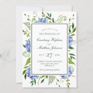 Convites Casamento de Hydrangeas Azul