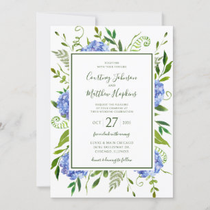 Convites Casamento de Hydrangeas Azul