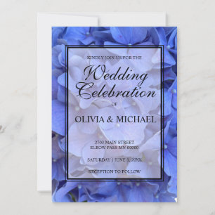 Convites Casamento de Hydrangeas florais elegantes e azuis