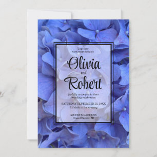 Convites Casamento de Hydrangeas florais elegantes e azuis