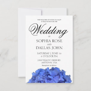 Convites Casamento de Hydrangeas florais elegantes e azuis