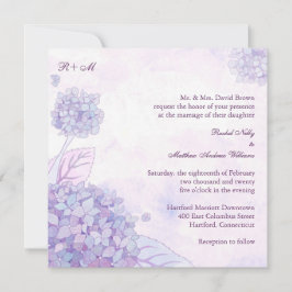 Convites Casamento de Hydrangeas Púrpura Monograma