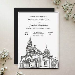 Convites Casamento de Igreja Negra e Branca
