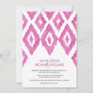 Convites Casamento de Ikat Rosa