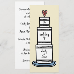 Convites Casamento de Ilustração de Bolo Personalizado