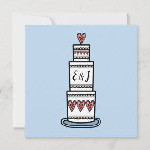 Convites Casamento de Ilustração de Bolo Personalizado