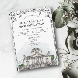 Convites Casamento de Ilustração de Local Desenhado à Mão P