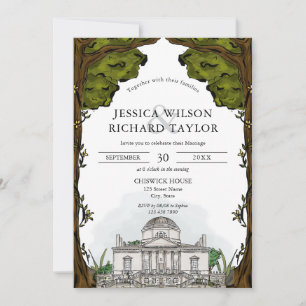 Convites Casamento de Ilustração de Local Desenhado à Mão P