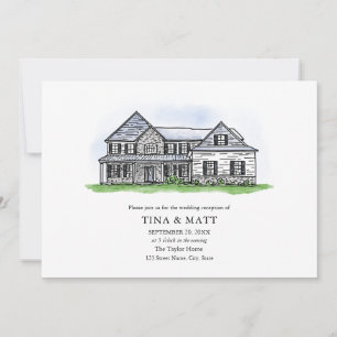 Convites Casamento de Ilustração Desenhada à Mão Personaliz