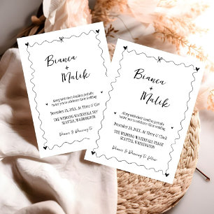 Convites Casamento de ilustração preto desenhado à mão