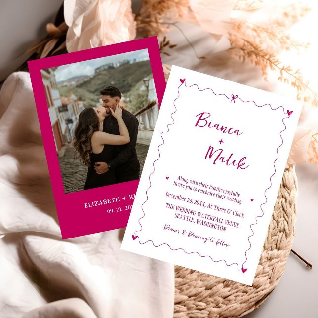 Convites Casamento de ilustração Scribble Pink desenhado à  (Criador carregado)