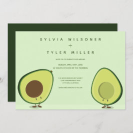 Convites Casamento de Ilustração Verde Avocado
