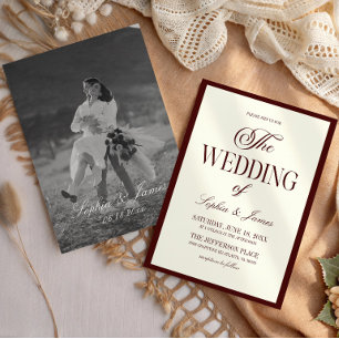 Convites Casamento de Imagem de Marfim Burgundy Escuro Eleg