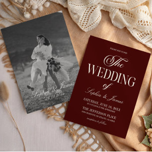Convites Casamento de Imagem de Marfim Burgundy Escuro Mode