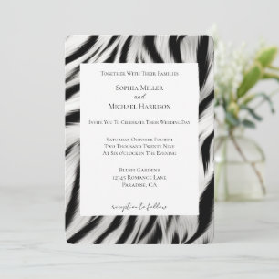 Convites Casamento de Impressão Animal de Zebra Branca Negr
