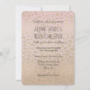 Convites Casamento de Impressão Leopardo Dourado de Ombre R