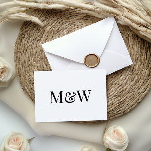 Convites Casamento de Iniciais de Monograma Branco e Preto