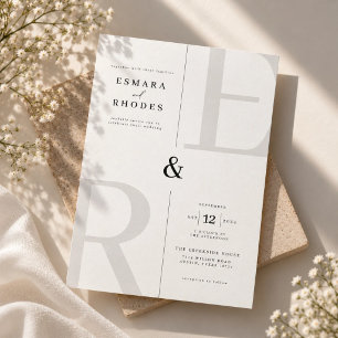 Convites Casamento de Iniciais de Monograma Moderno