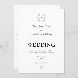 Convites Casamento de Iniciais de Tipografia Preta/Monogram