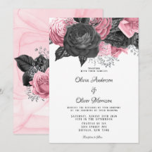Casamento de Inking Floral Preto e Rosa de Luxo