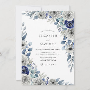 Convites Casamento de Inverno Ártico Azul Marinho
