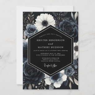 Convites Casamento de Inverno Atmosférico Azul Marinho