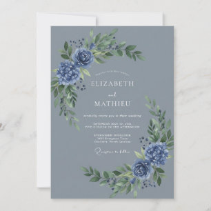 Convites Casamento de Inverno Azul Ardesia Mal-humorado