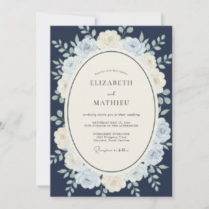 Convites Casamento de Inverno Azul-Marinho Digno