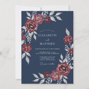 Convites Casamento de Inverno Azul-Marinho Estrelado