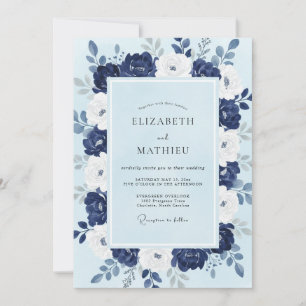 Convites Casamento de Inverno Azul-Marinho Gelado