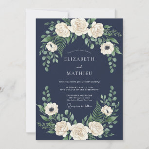 Convites Casamento de Inverno Azul Meia-Noite