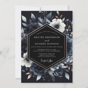 Convites Casamento de Inverno Azul Meia-Noite Mal-Humorado
