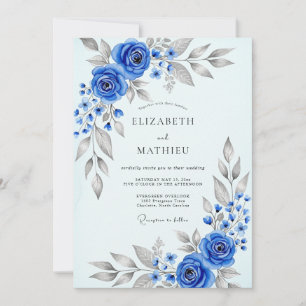 Convites Casamento de Inverno Azul Real Divino